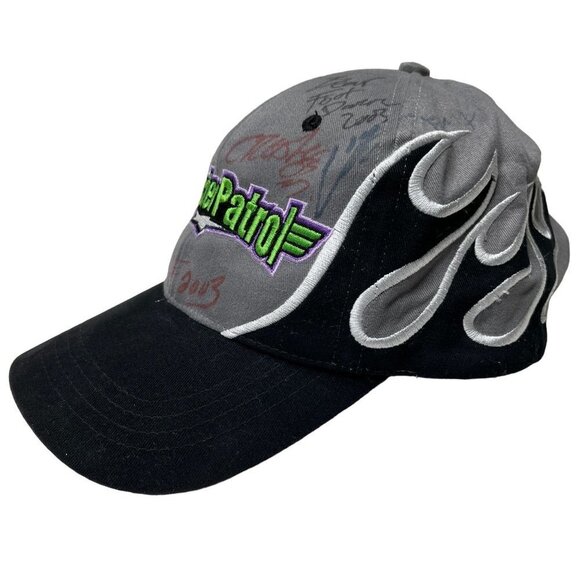 Vintage Monster Patrol Hat Cap Strap Back Black Gray Embroidered Signed Flames - Picture 3 of 8